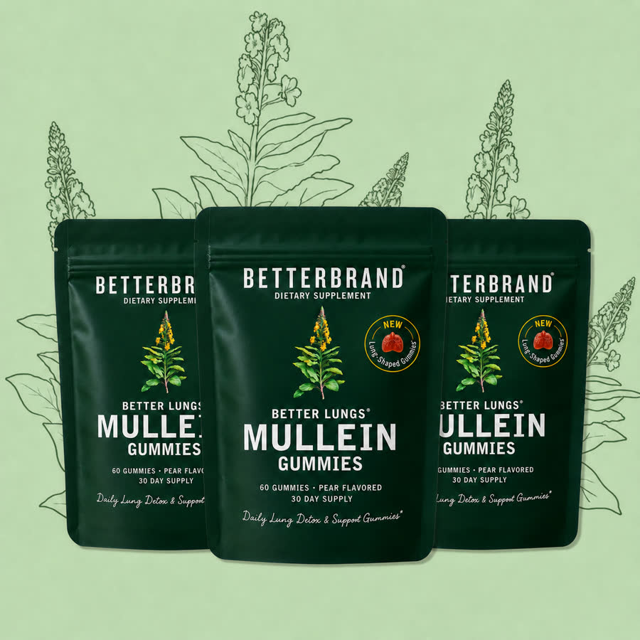 BetterLungs Mullein Gummies, three bags